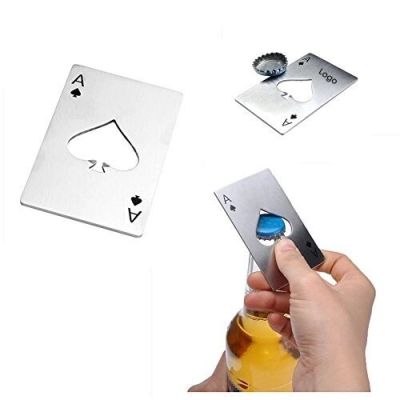 MGOP1034/ Poker Shaped Credit Card Size Stainless Steel Bottle Opener 