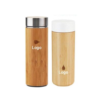 12.5oz Double wall Stainless Steel Bamboo Bottle