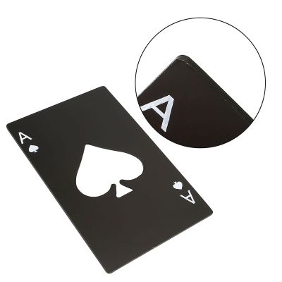 Poker Shaped Credit Card Size Stainless Steel  Bottle Opener Black