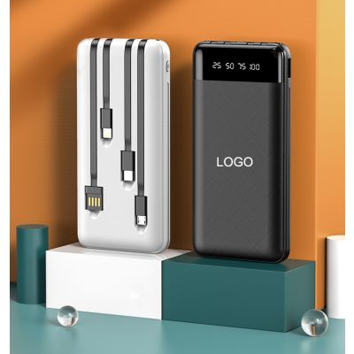 10000Mah Portable Powerbank with Multiple Cables