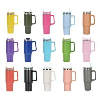 40 oz Insulated Stainless Steel Tumbler with Handle & Lid